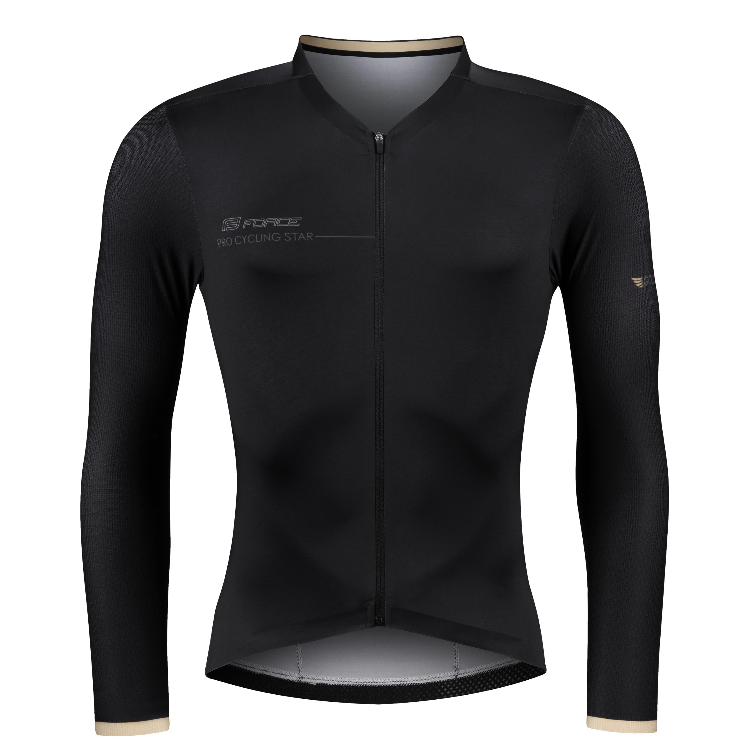 jersey FORCE GOLD long sleeve, black 3XL