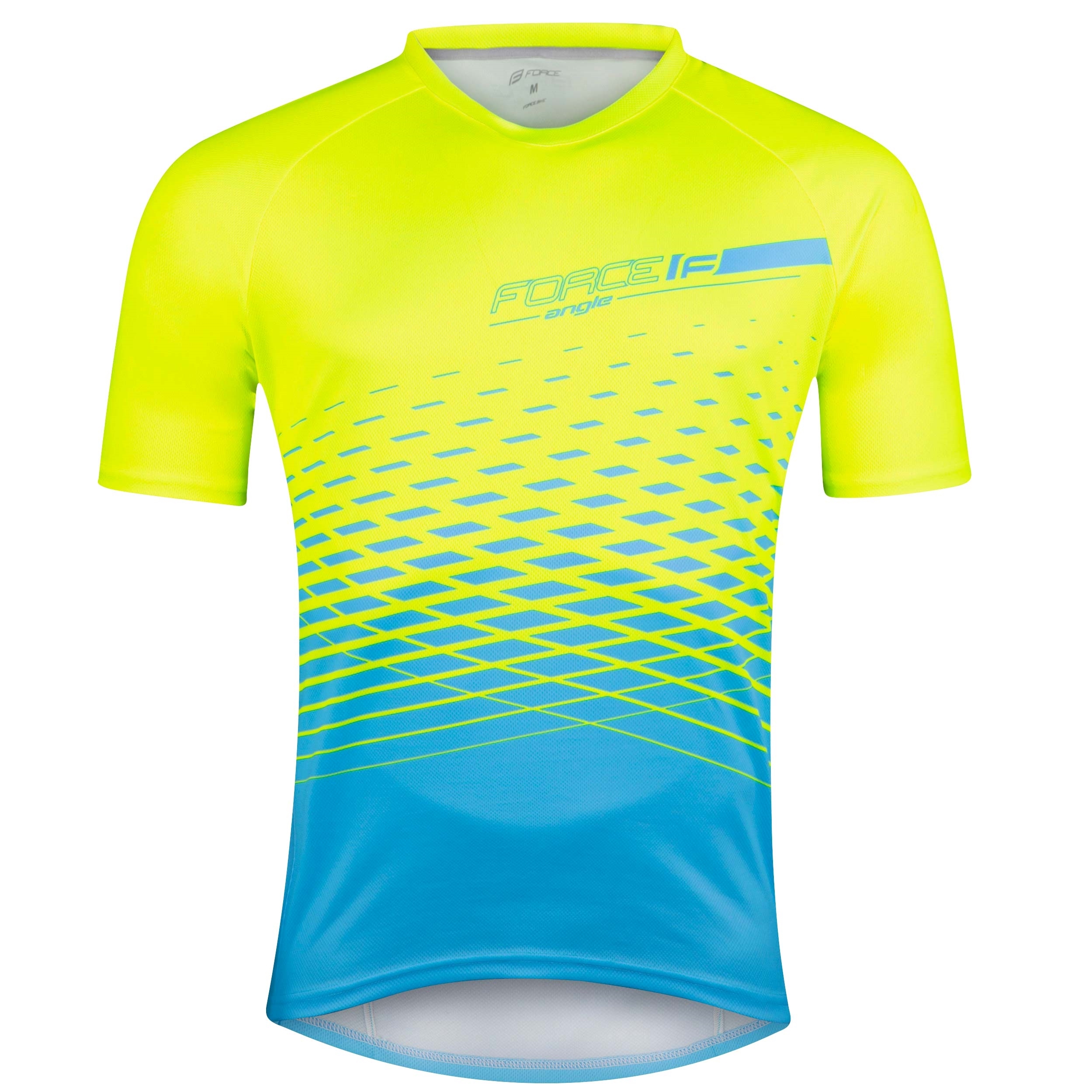 jersey FORCE MTB ANGLE short sl, fluo-blue XS