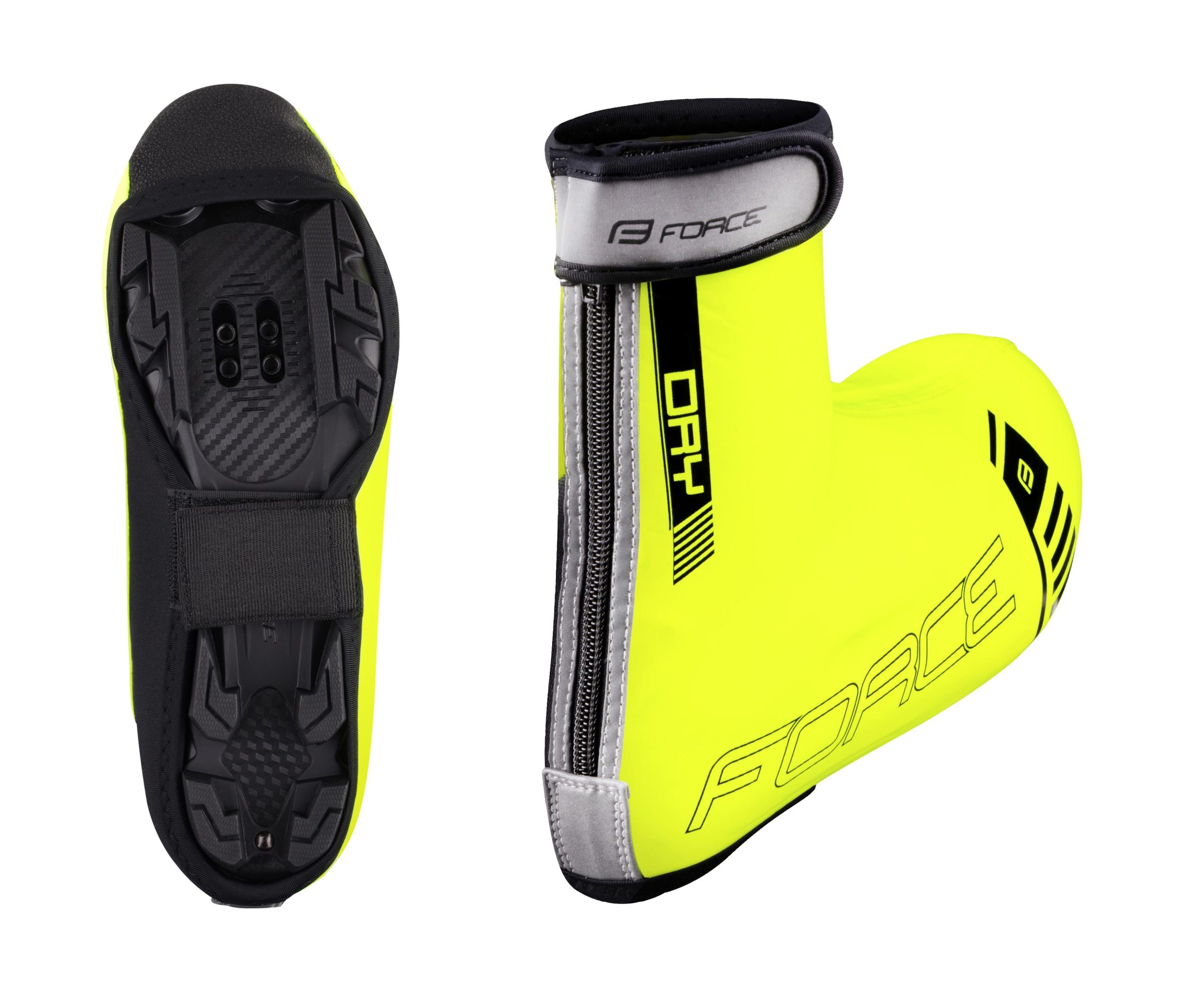 shoe covers FORCE PU DRY MTB, fluo