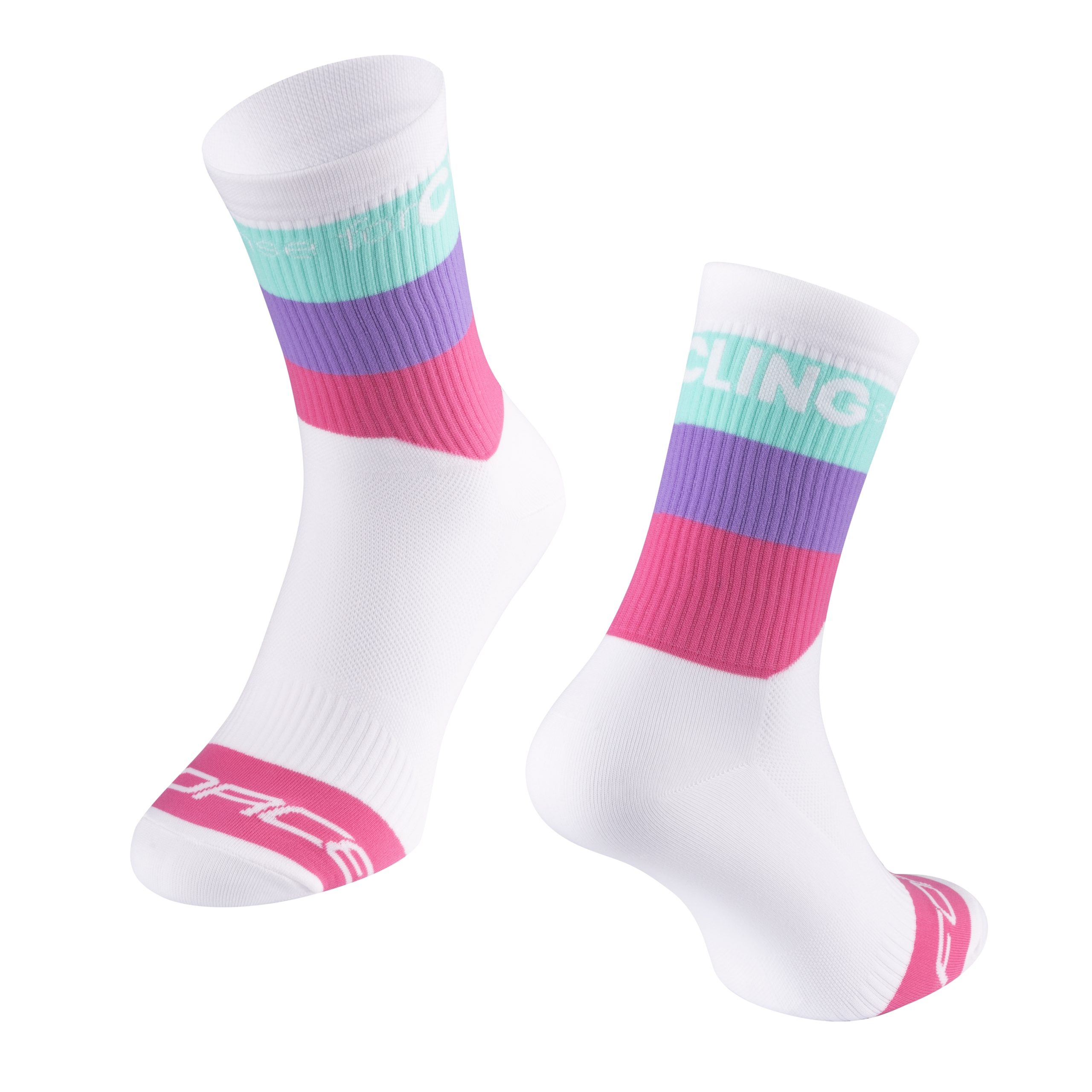 socks FORCE BLEND, white-purple-pink L-XL/42-46