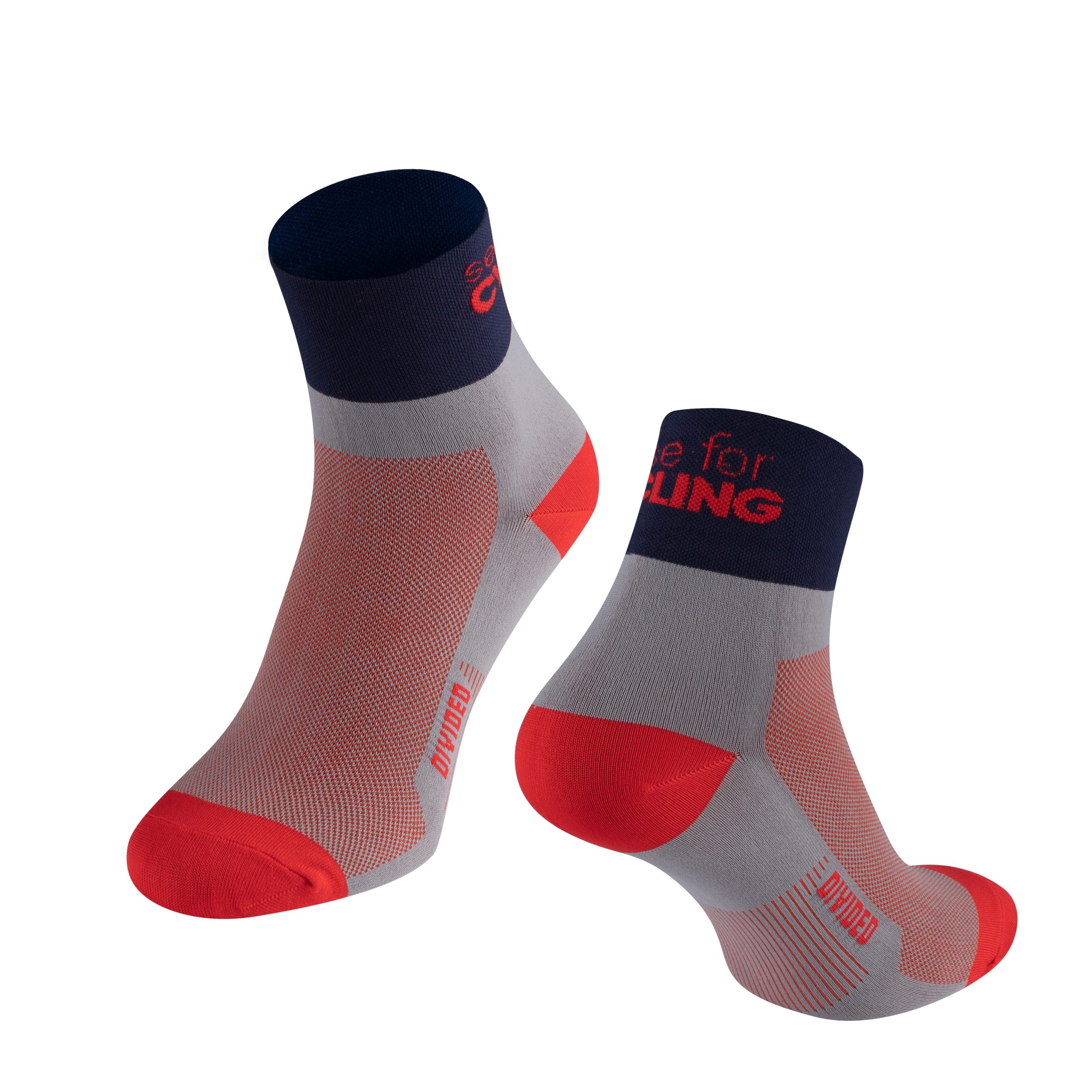 socks FORCE DIVIDED, grey-red L-XL/42-46