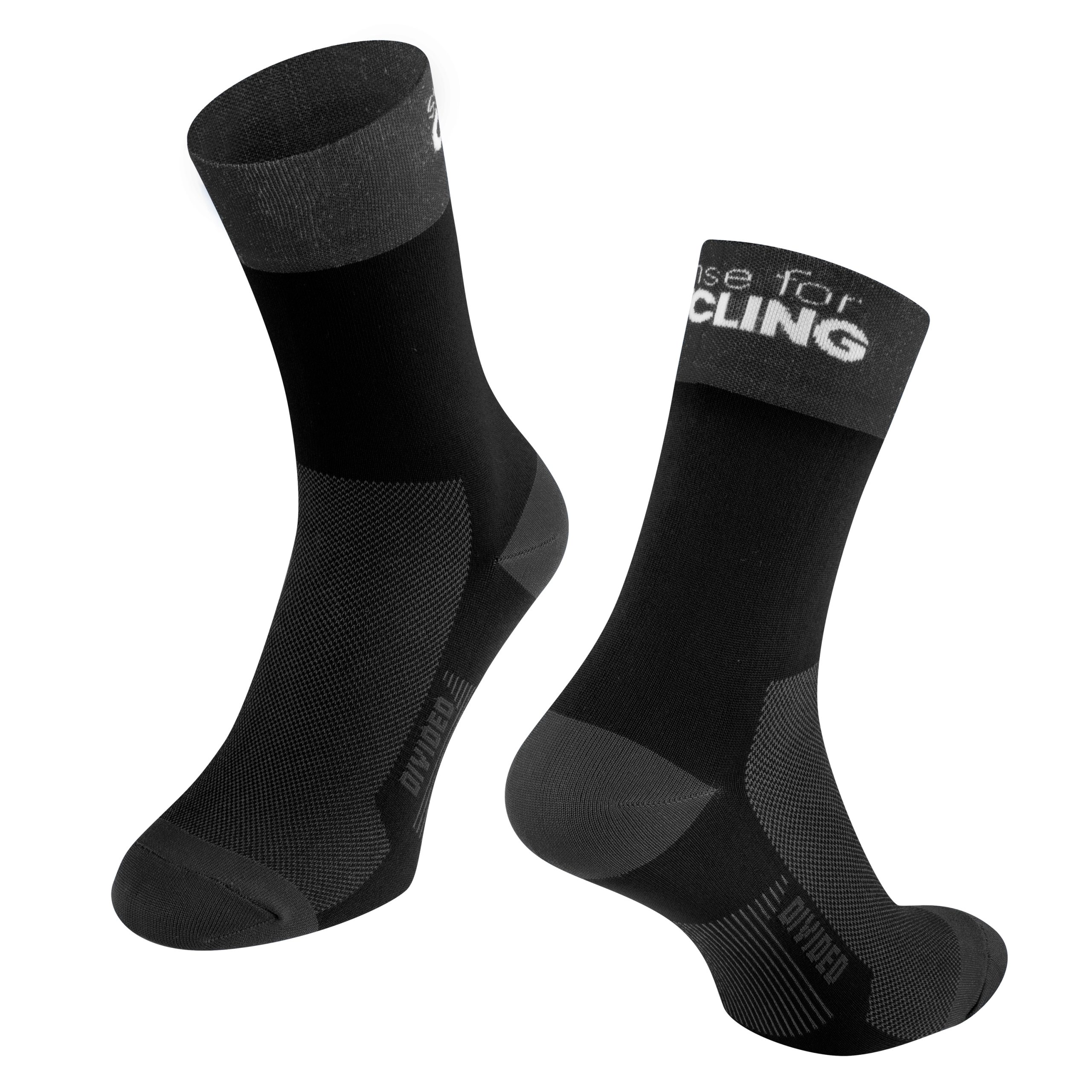 socks FORCE DIVIDED long, black L-XL/42-46