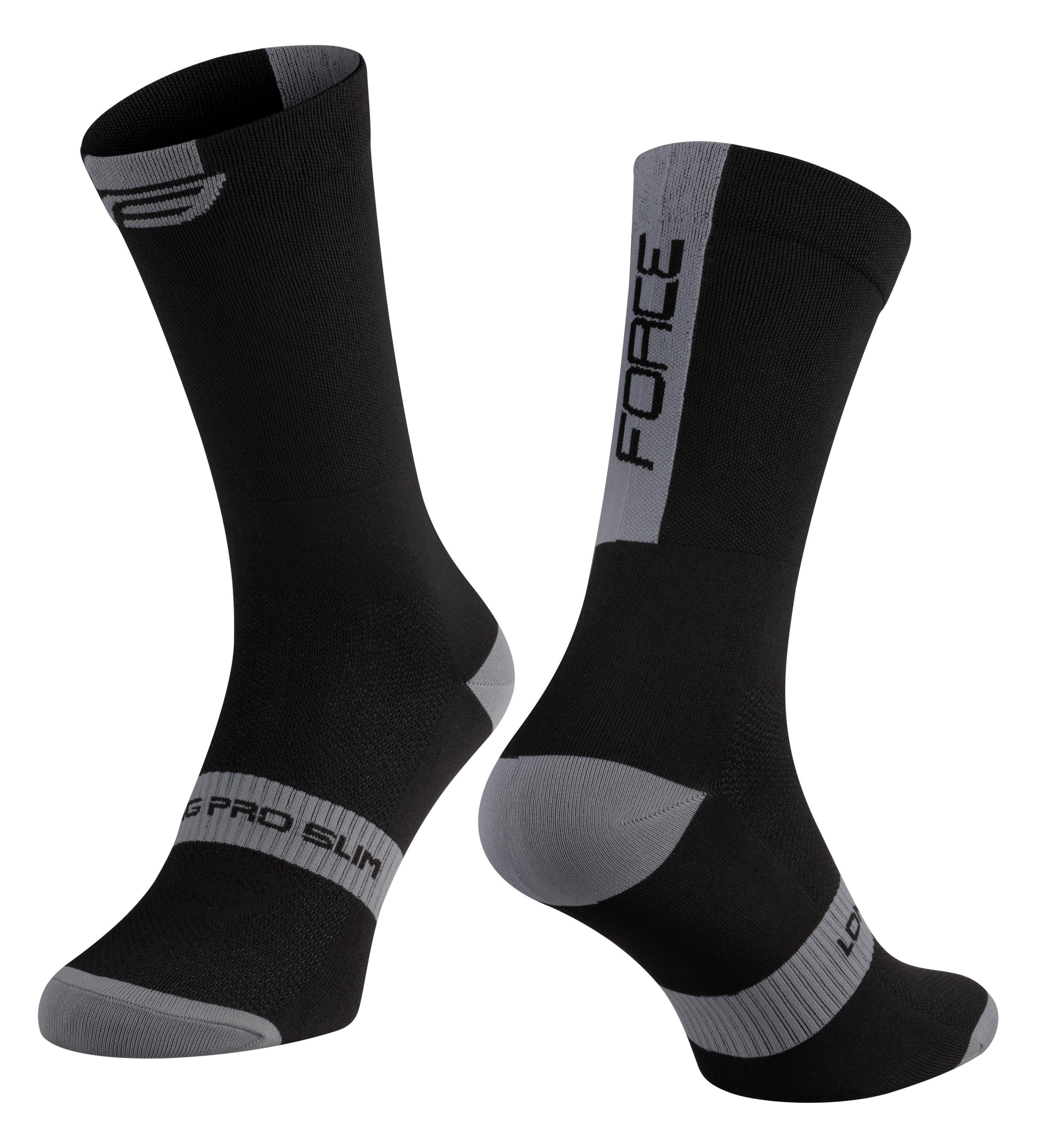 socks FORCE LONG PRO SLIM, black-grey L-XL/42-46