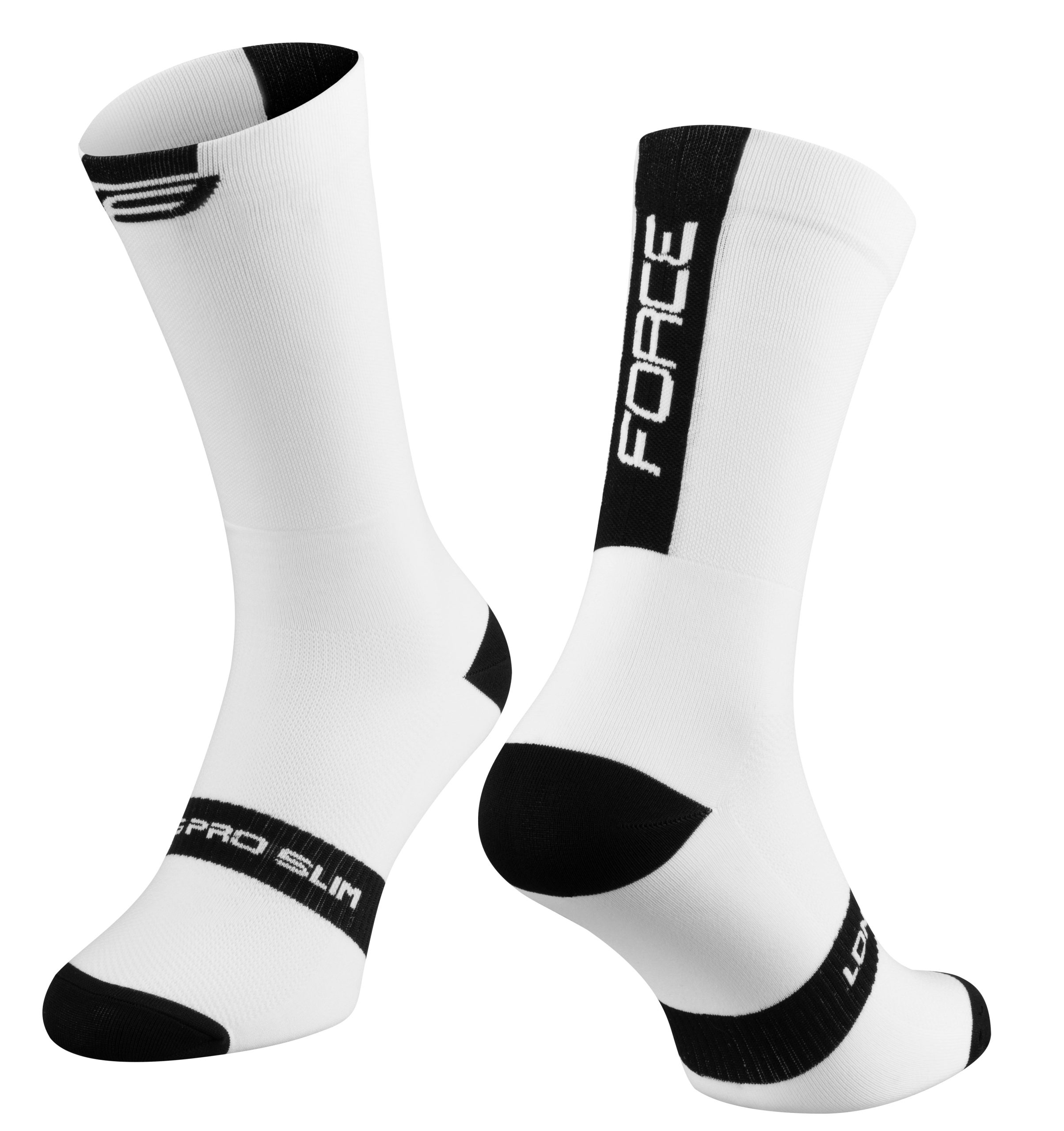 socks FORCE LONG PRO SLIM, white-black L-XL/42-46