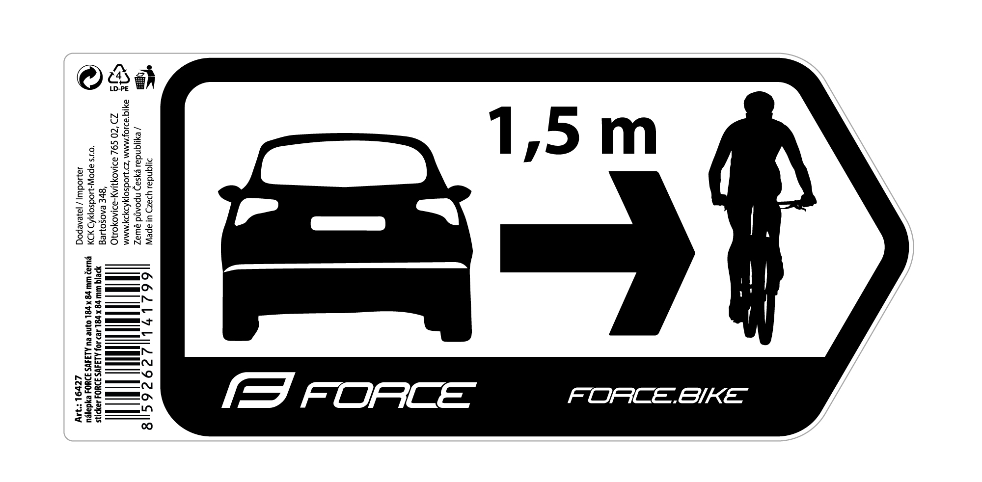 sticker FORCE SAFETY for car 184 x 84 mm black