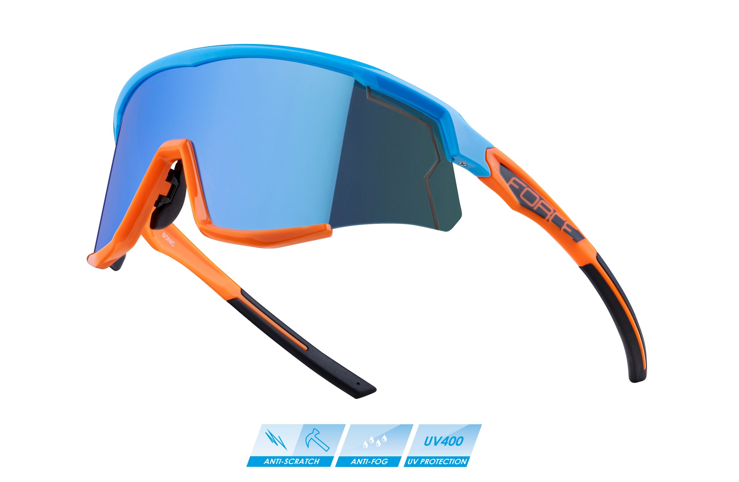 suglasses FORCE SONIC,blue-orange, blue mirr. lens