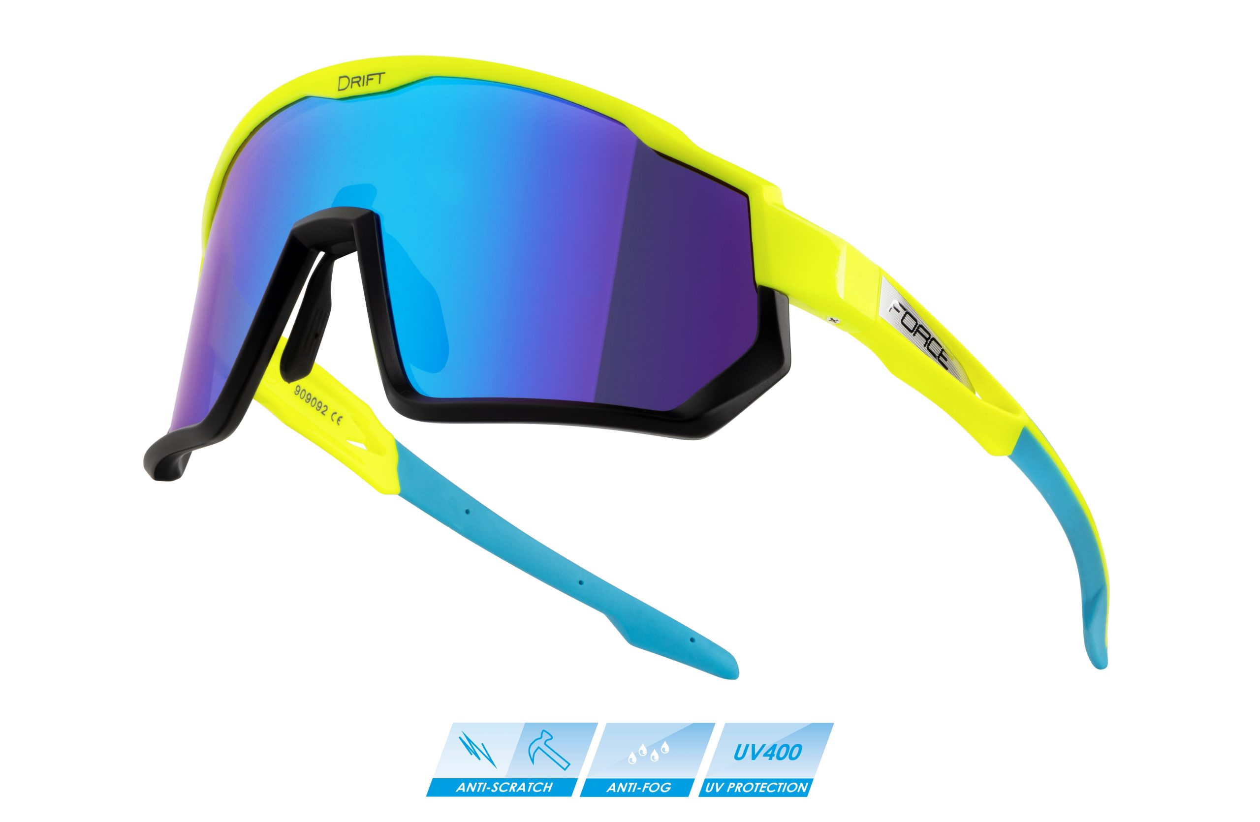 sunglasses F DRIFT fluo-black,bl. contr. revo lens