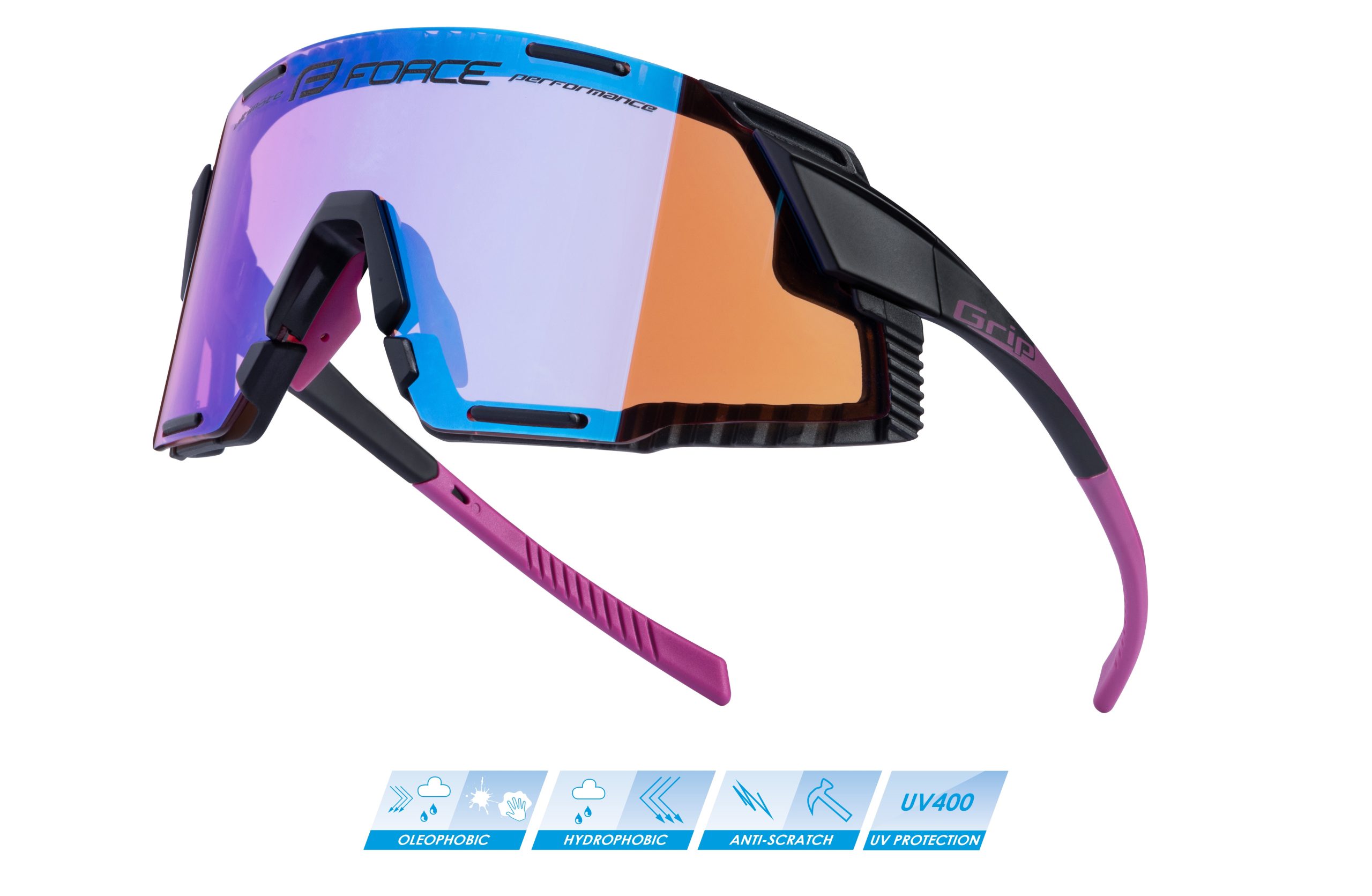 sunglasses F GRIP black-pink, purple contrast lens