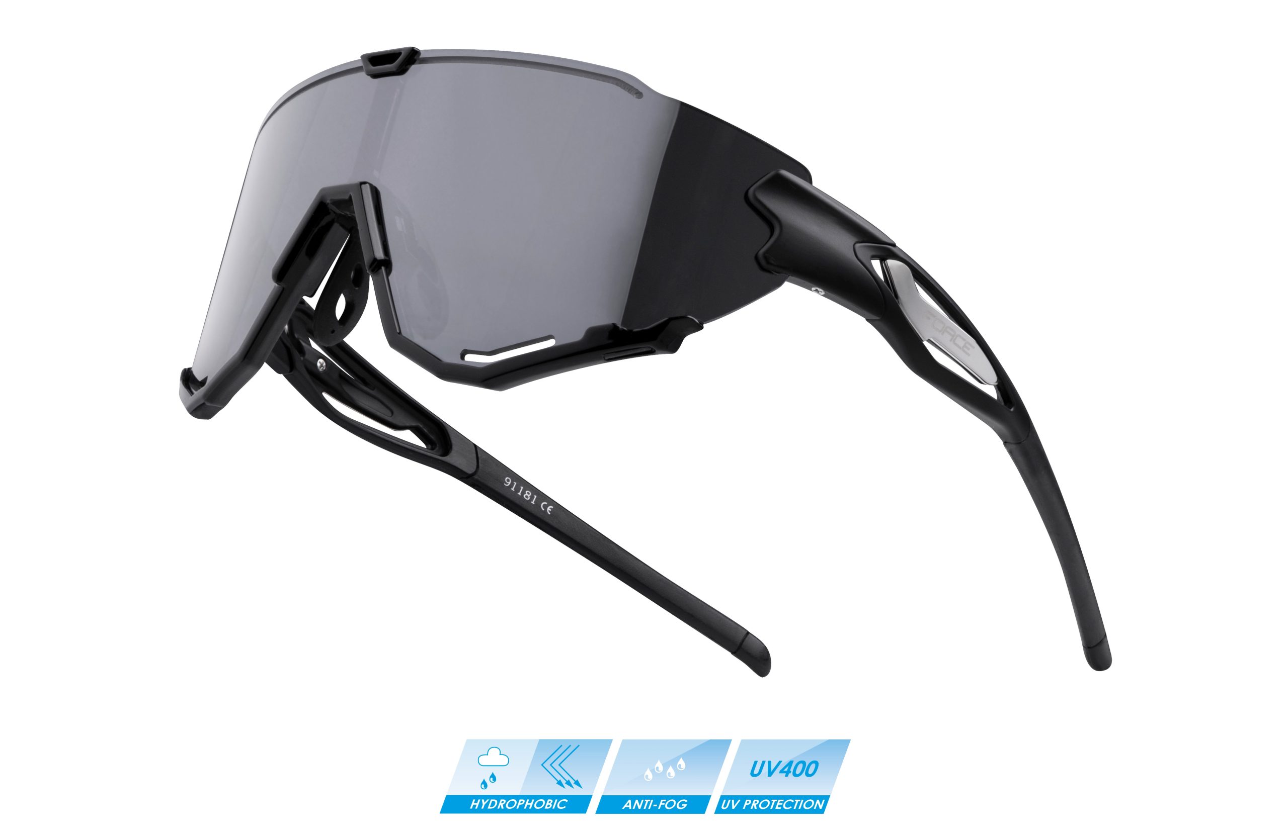 sunglasses FORCE CREED black, black mirror lens