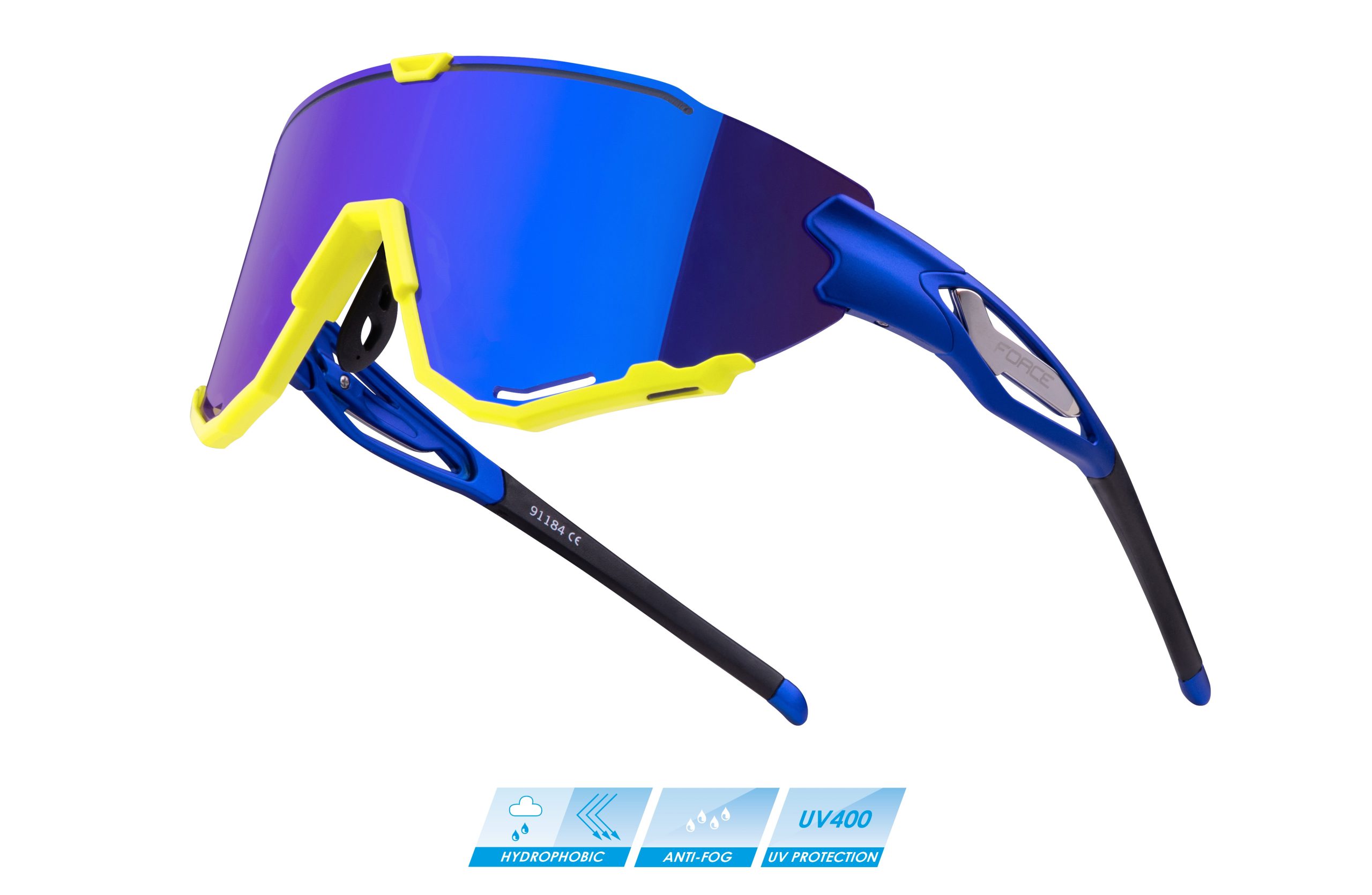 sunglasses FORCE CREED blue-fluo,blue revo lens