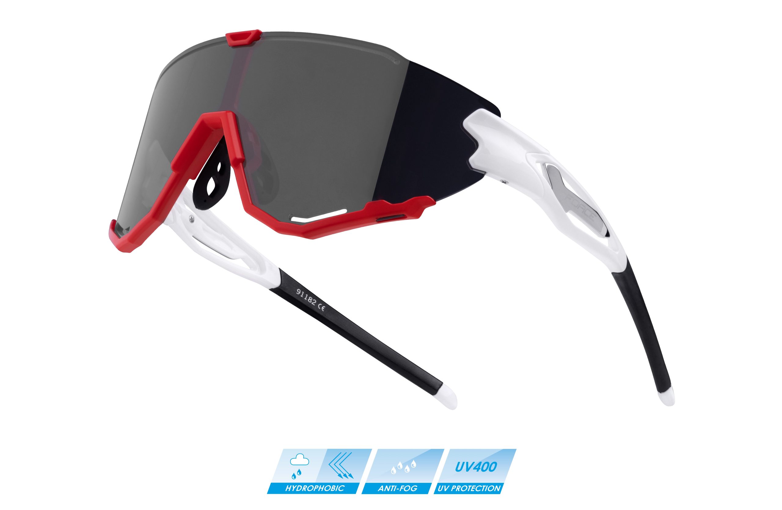 sunglasses FORCE CREED white-red,black mirror lens