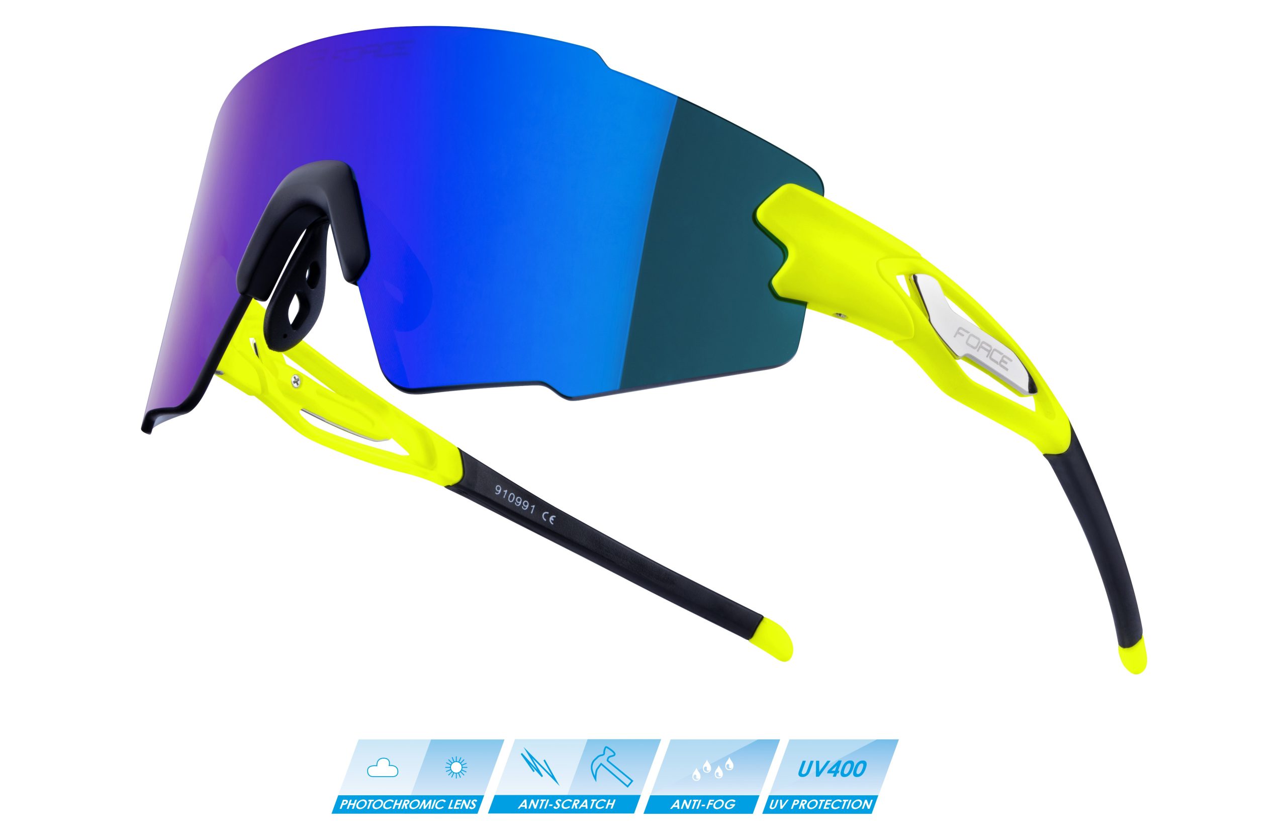 sunglasses FORCE MANTRA fluo, blue mirror lens