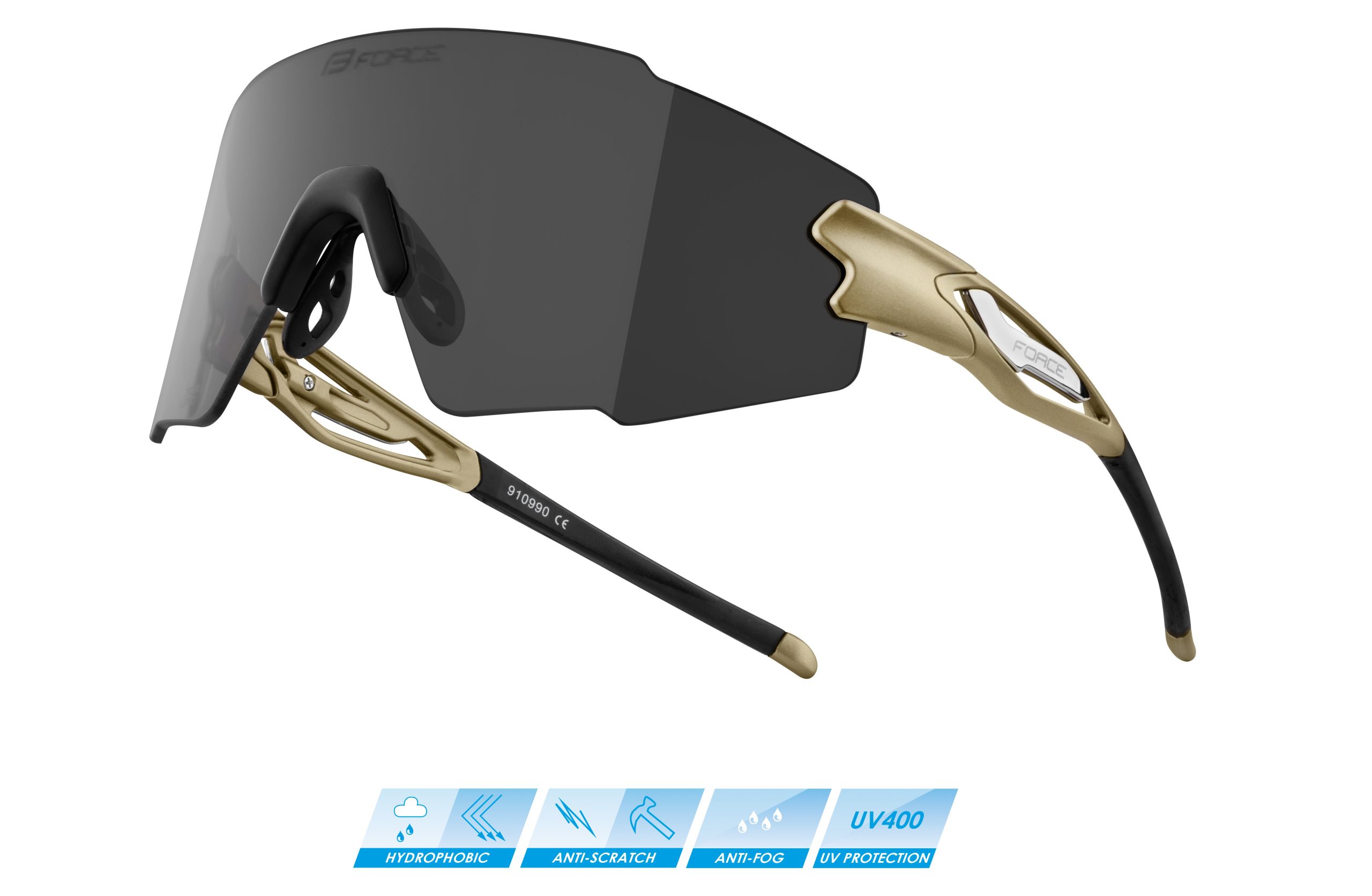 sunglasses FORCE MANTRA gold, black mirror lens