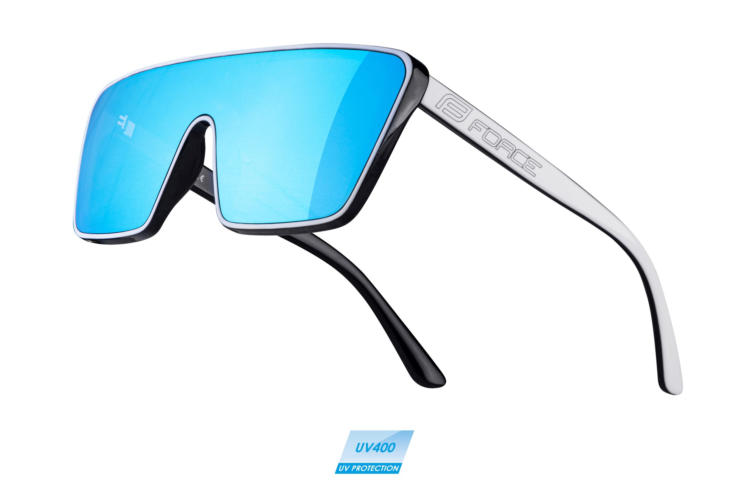 sunglasses FORCE SCOPE black-white,blue mirr. lens