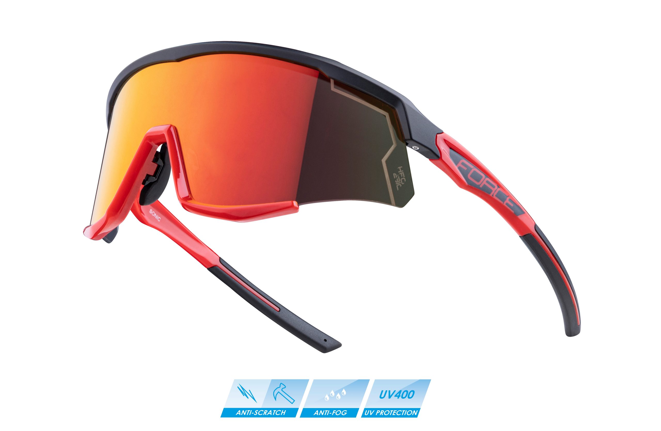 sunglasses FORCE SONIC,black-red, red mirr. lens