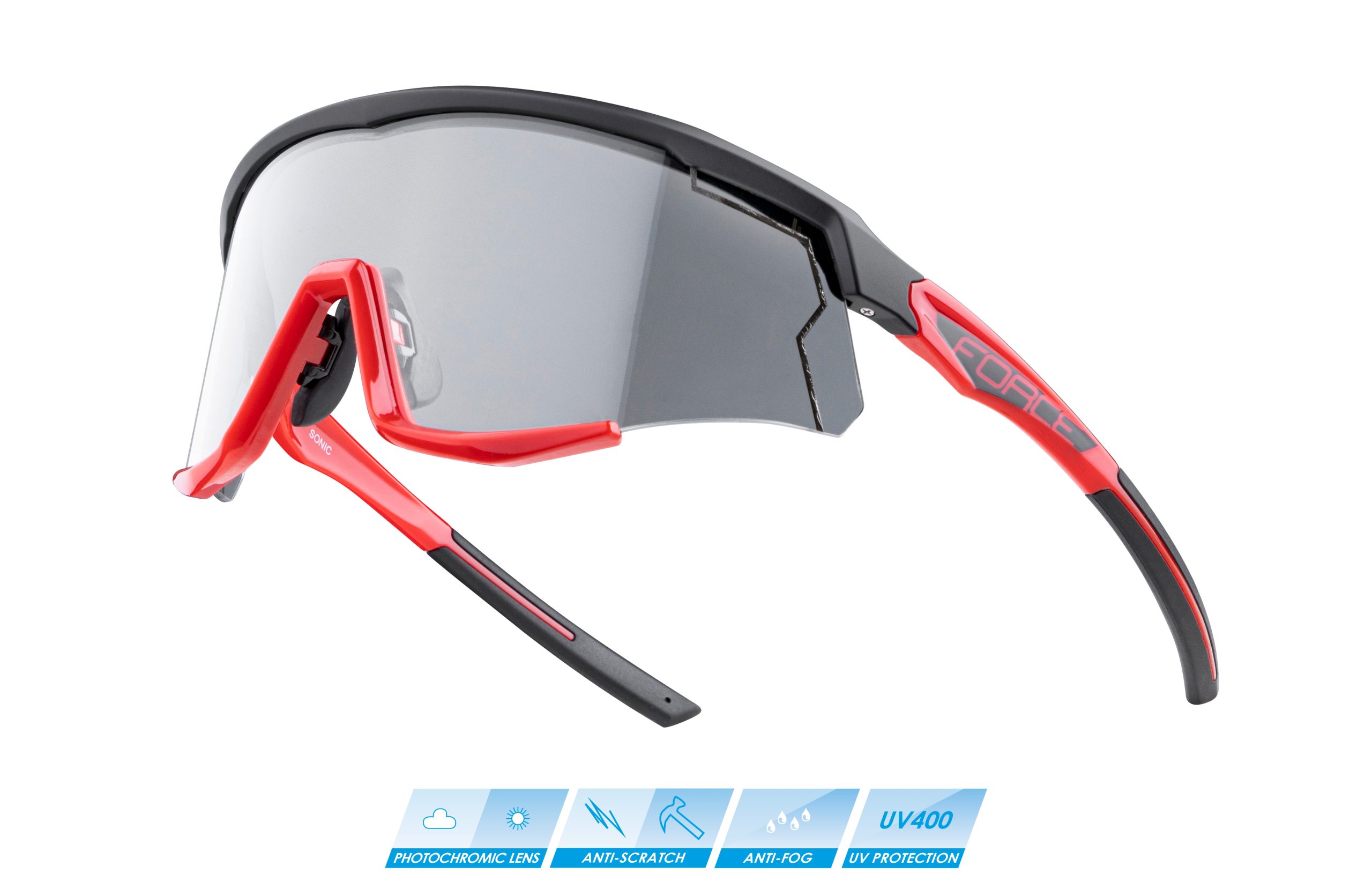 sunglasses FORCE SONIC,blk-red, photochromic lens