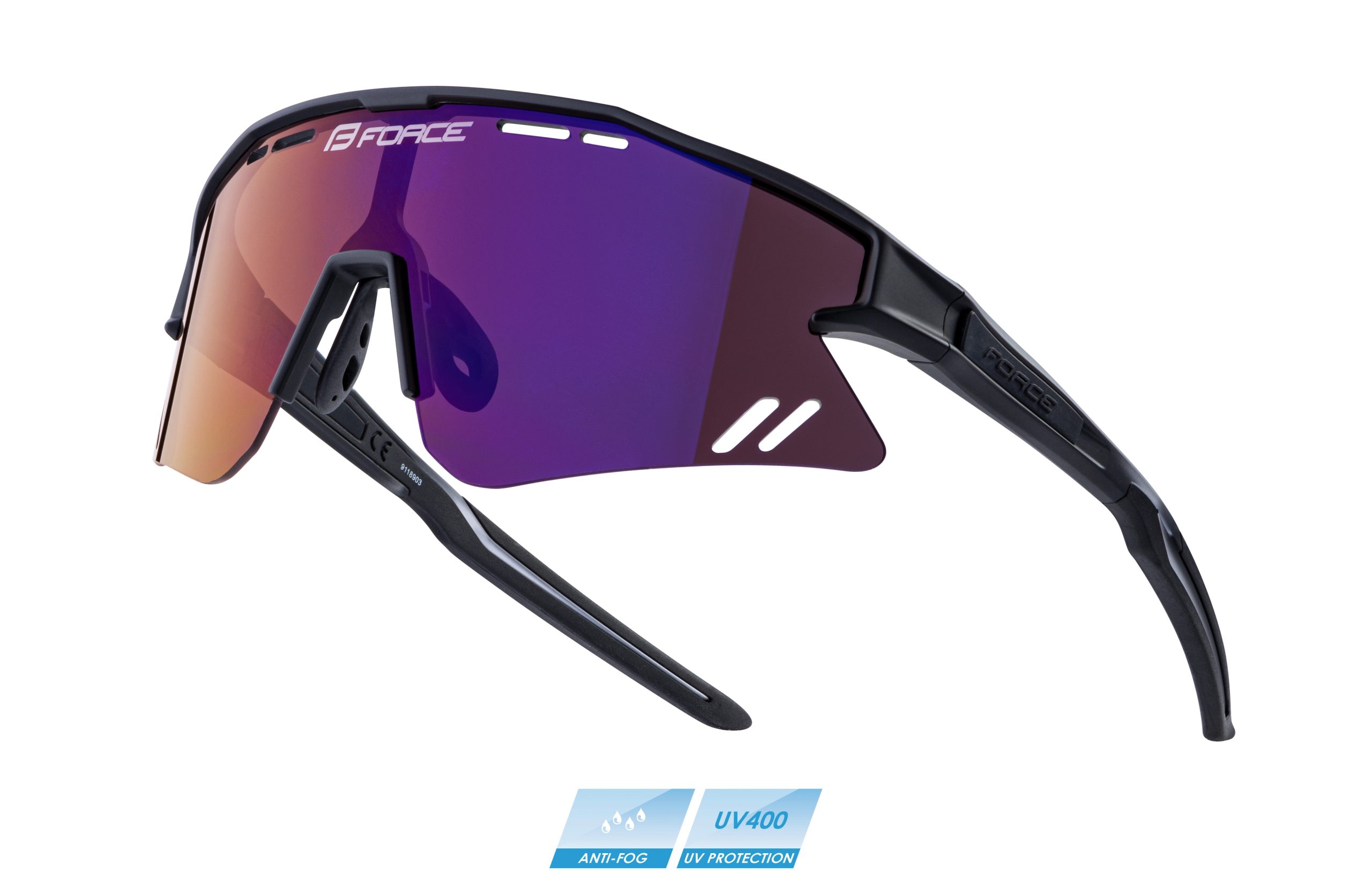 sunglasses FORCE SPECTER black, purple mirr. lens