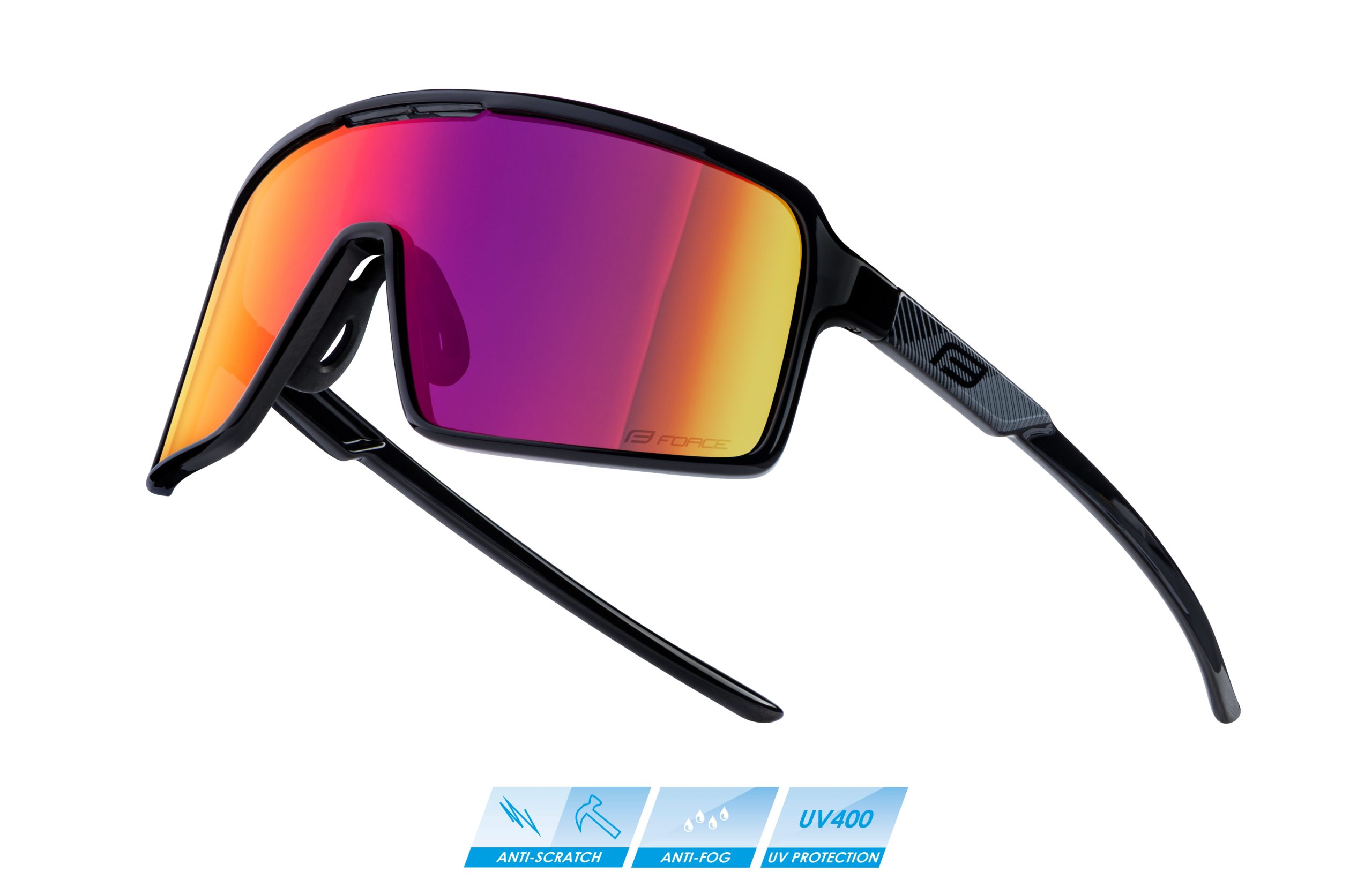 sunglasses FORCE STATIC black, purple mirror lens