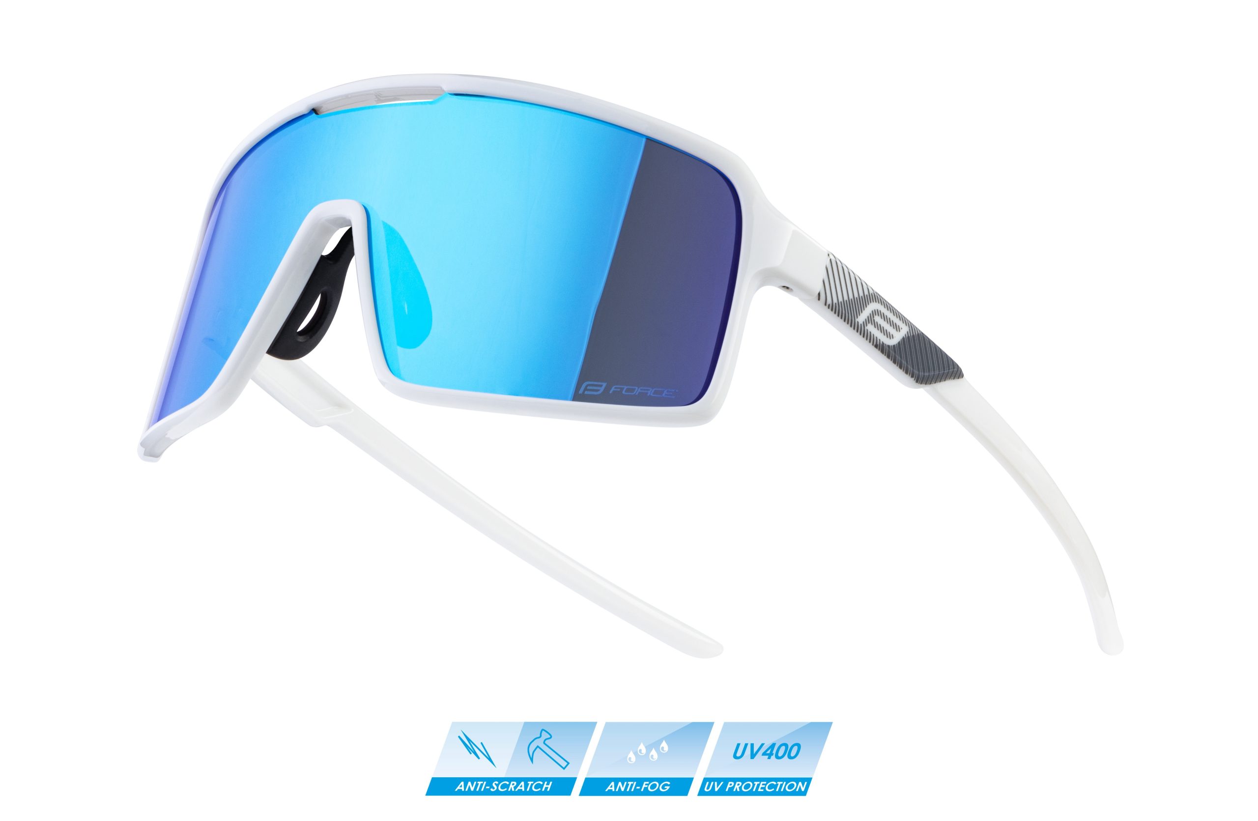 sunglasses FORCE STATIC white, blue mirror lens