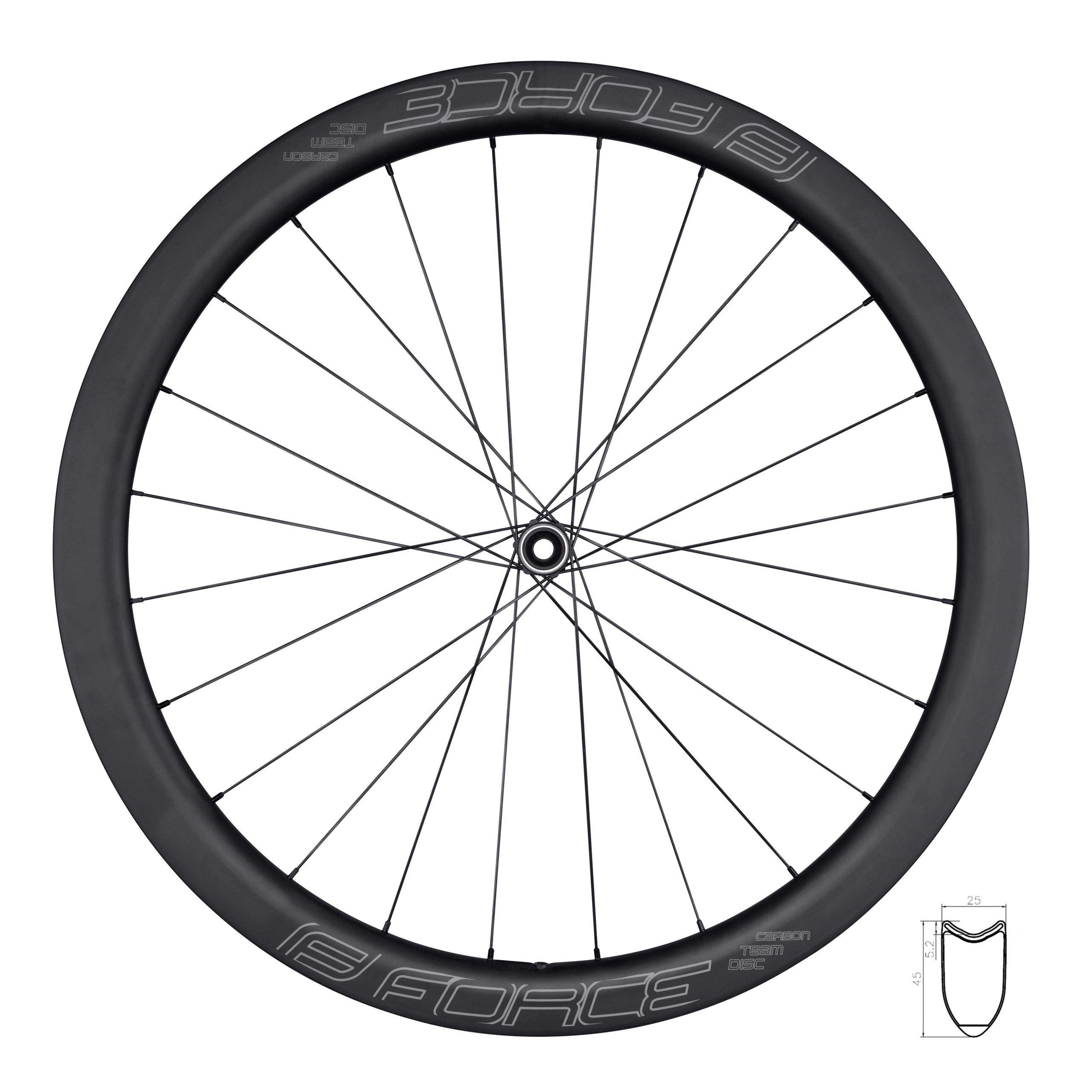 wheel front road FORCE TEAM SP CARBON DISC 45 tub.